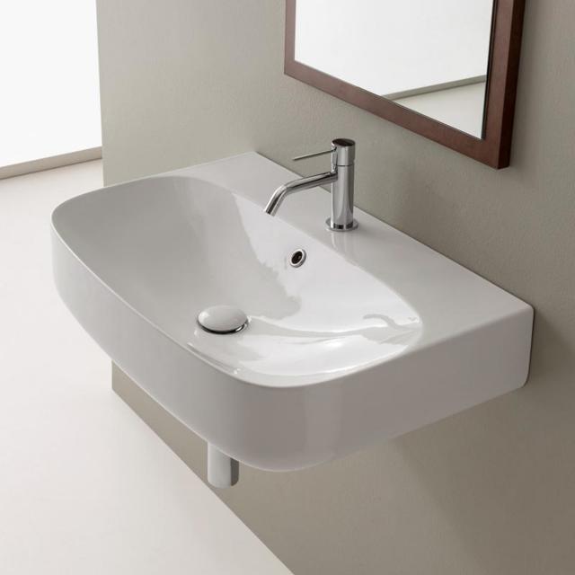 Scarabeo Moon countertop or wall-mounted washbasin white, with BIO system coating