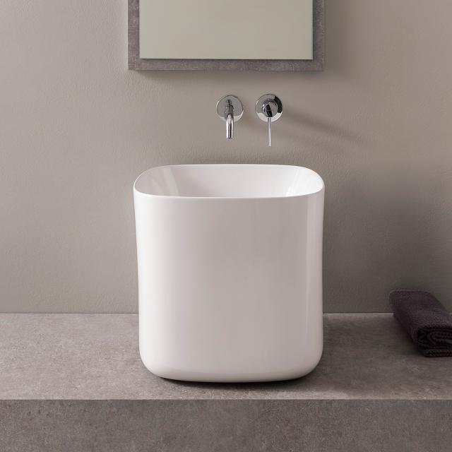 Scarabeo Moon countertop washbasin white, with BIO system coating