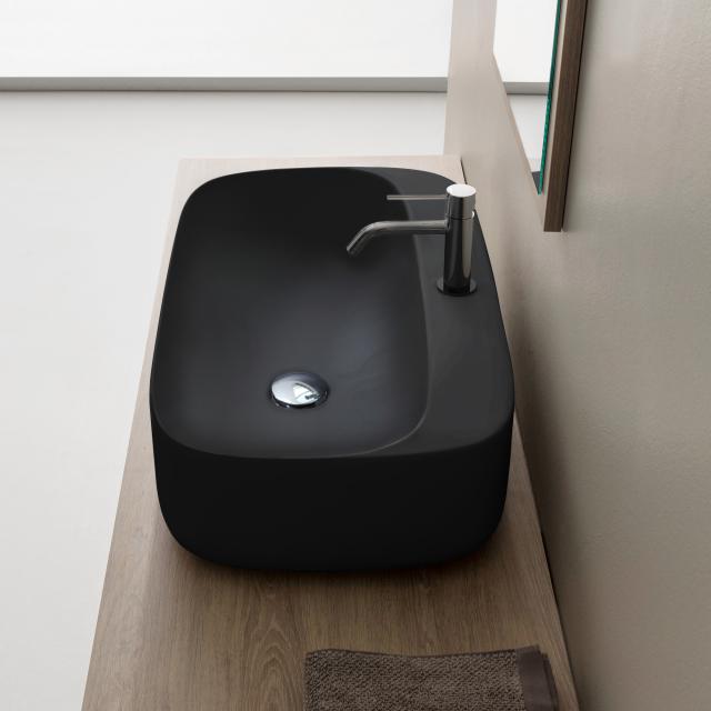 Scarabeo Moon countertop washbasin matt black, with BIO system coating