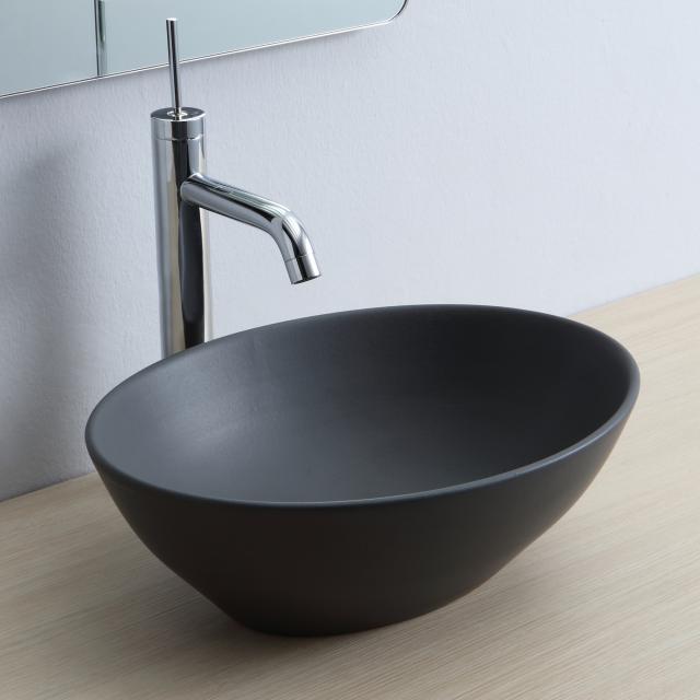 Scarabeo Ovo countertop washbasin matt black, with BIO system coating