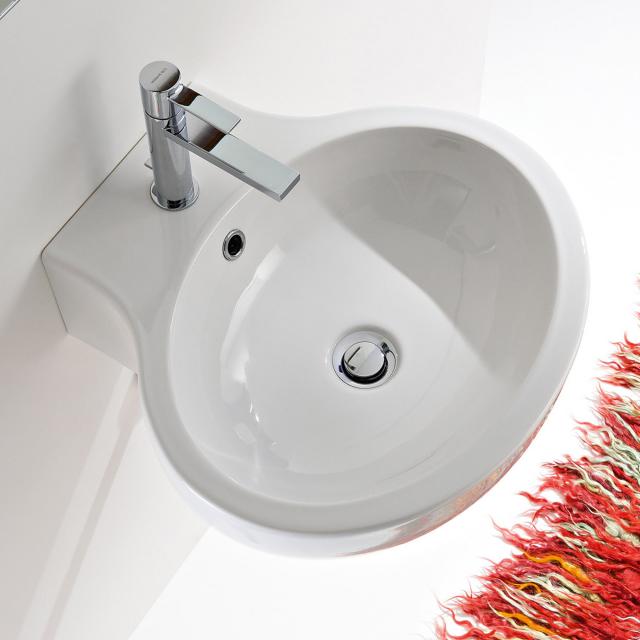 Scarabeo Planet countertop or wall-mounted washbasin white, with BIO system coating
