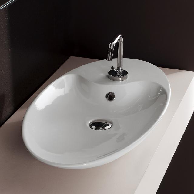 Scarabeo Shape countertop washbasin white, with BIO system coating