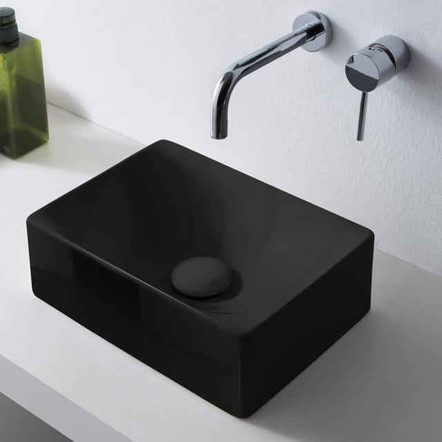 Scarabeo Soft countertop washbasin black, with BIO system coating