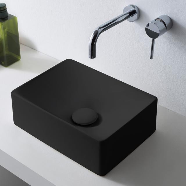 Scarabeo Soft countertop washbasin matt black, with BIO system coating