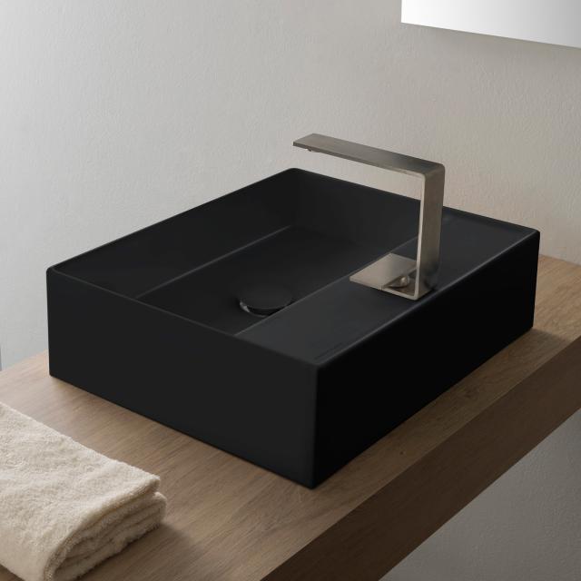 Scarabeo Teorema 2.0 countertop hand washbasin matt black, with BIO system coating