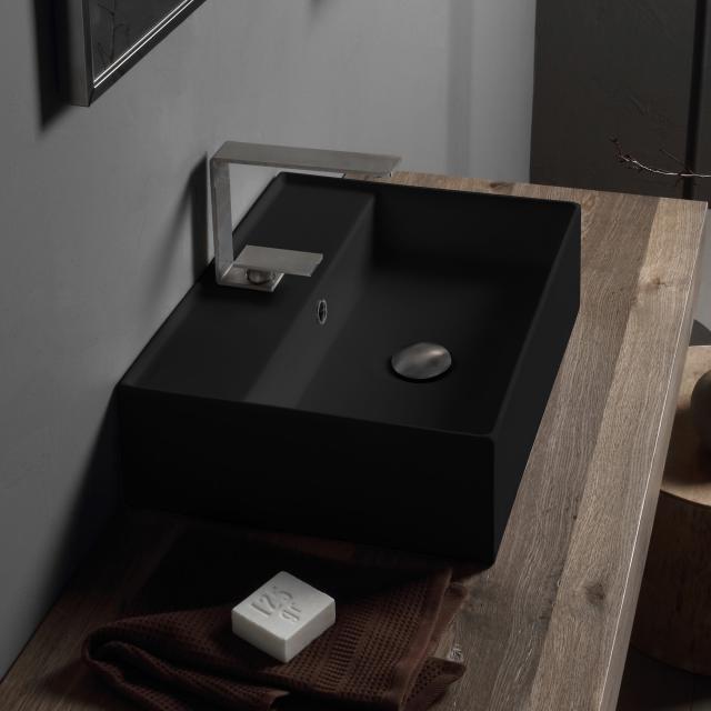 Scarabeo Teorema 2.0 countertop or wall-mounted hand washbasin matt black, with BIO system coating