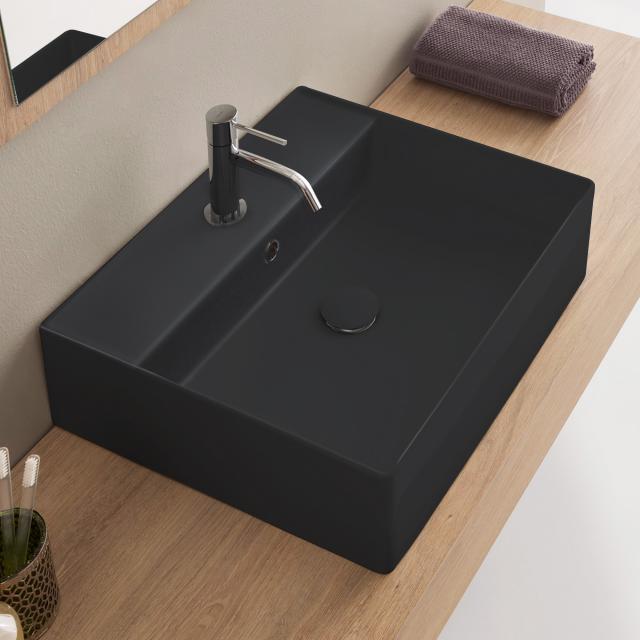 Scarabeo Teorema 2.0 countertop or wall-mounted washbasin matt black, with BIO system coating