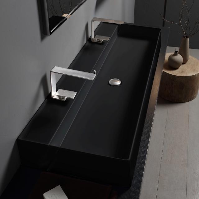 Scarabeo Teorema 2.0 double countertop or wall-mounted washbasin matt black, with BIO system coating