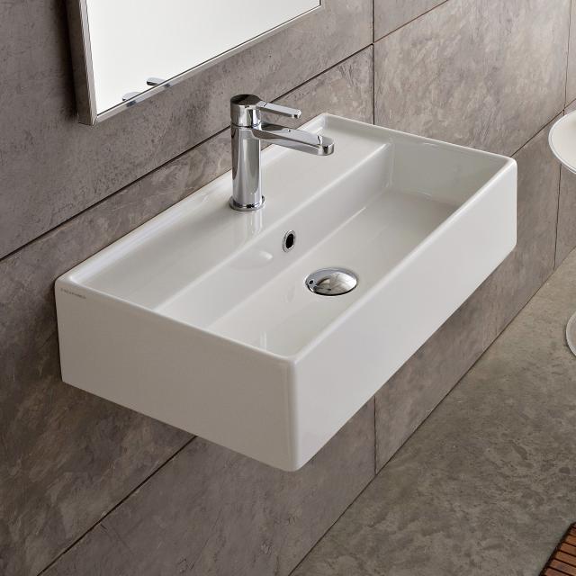 Scarabeo Teorema countertop or wall-mounted hand washbasin white, with BIO system coating