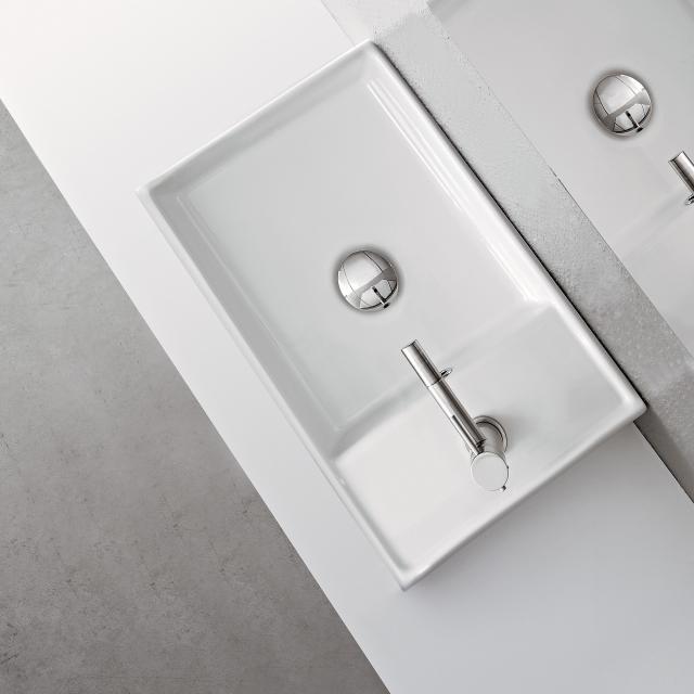 Scarabeo Teorema R countertop or wall-mounted hand washbasin white, with BIO system coating