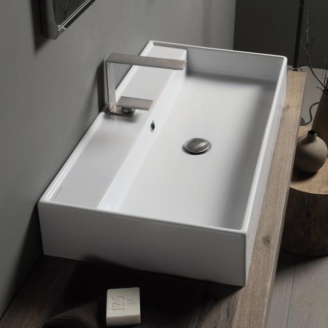 Scarabeo Teorema R countertop or wall-mounted washbasin white, with BIO system coating