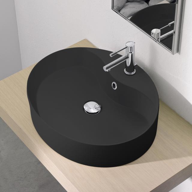 Scarabeo Wind R countertop washbasin matt black, with BIO system coating