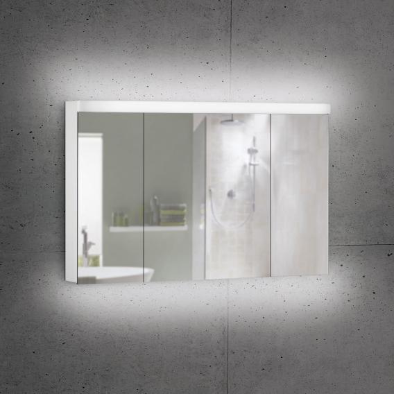 Schneider Lowline Plus Mirror Cabinet, White Mirrored Cabinet Doors