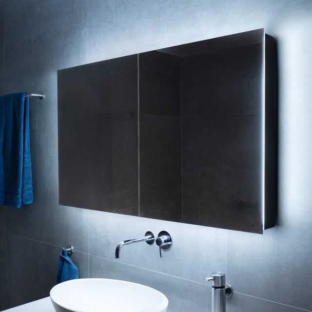 Fundin Armadietto A Specchio Da Bagno 38x65 Cm - Acciaio Inox Con Ripiani Regolabili