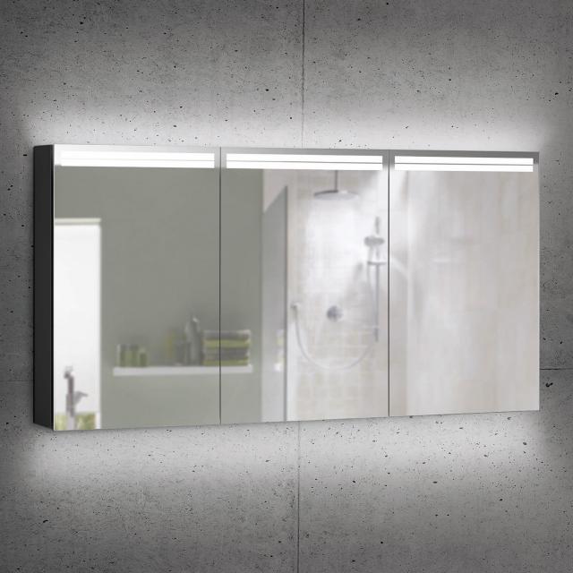 Schneider ARANGALINE mirror cabinet with lighting and 3 doors matt black
