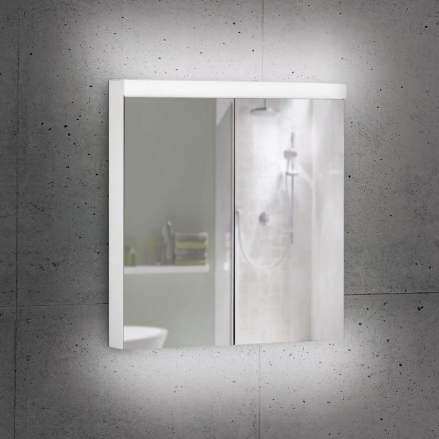 Schneider LOWLINE Plus mirror cabinet with lighting and 2 doors neutral white, with socket on the left and right