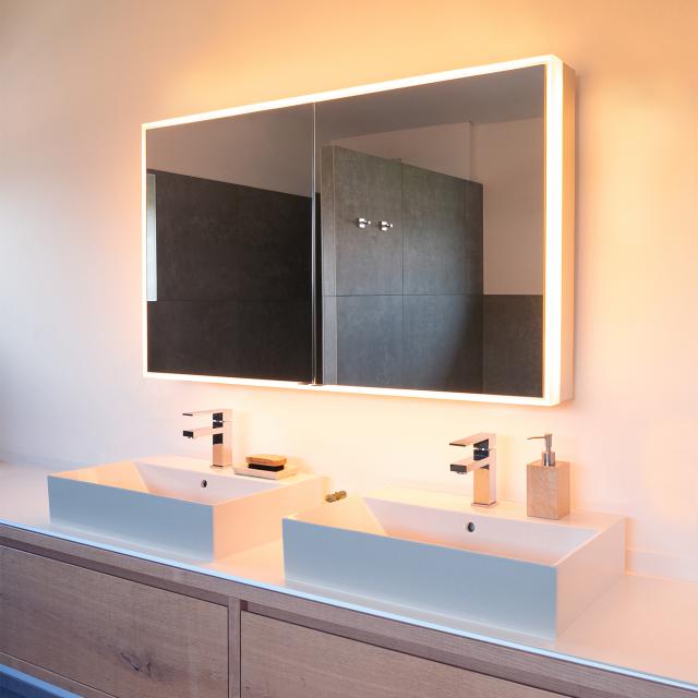 Schneider PREMIUMLINE Ultimate mirror cabinet with lighting and 2 doors silver anodised, socket on the left and right