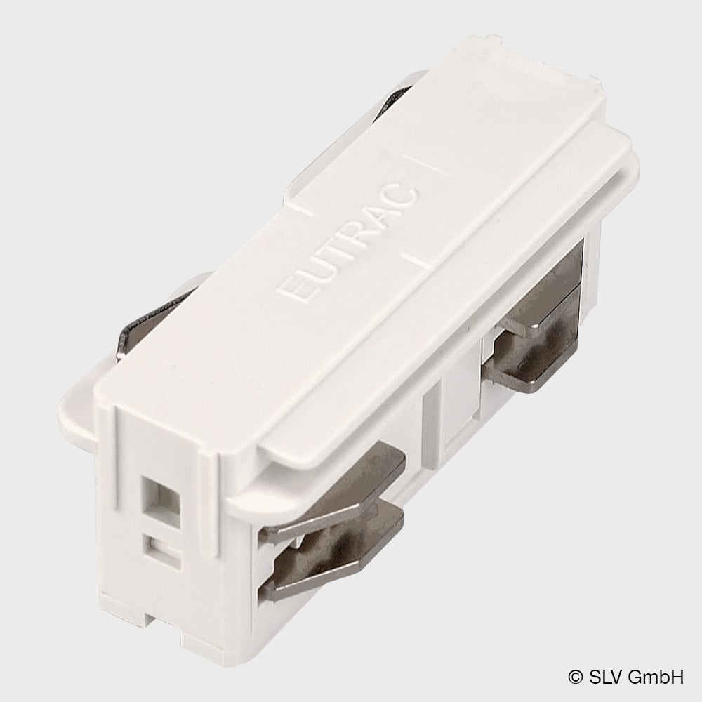 Connecteur Longitudinal SLV EUTRAC Pour Rail 3 Phases - Blanc Trafic - Pour éclairage Suspendu Ou Mural - 11