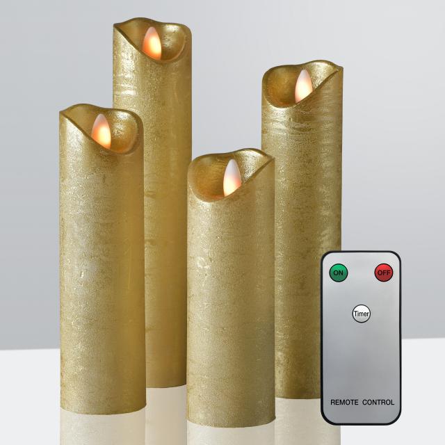 Sompex Shine LED set of 4 real wax candles with timer and remote control, large
