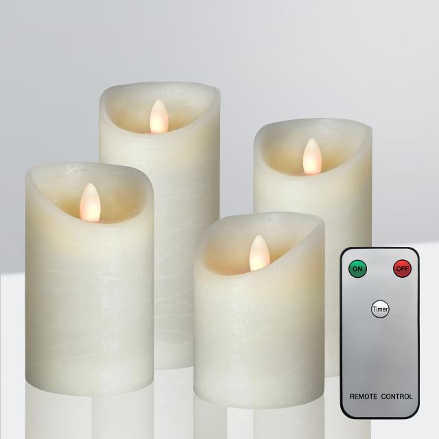 Sompex Shine LED set of 4 real wax candles with timer and remote control, small