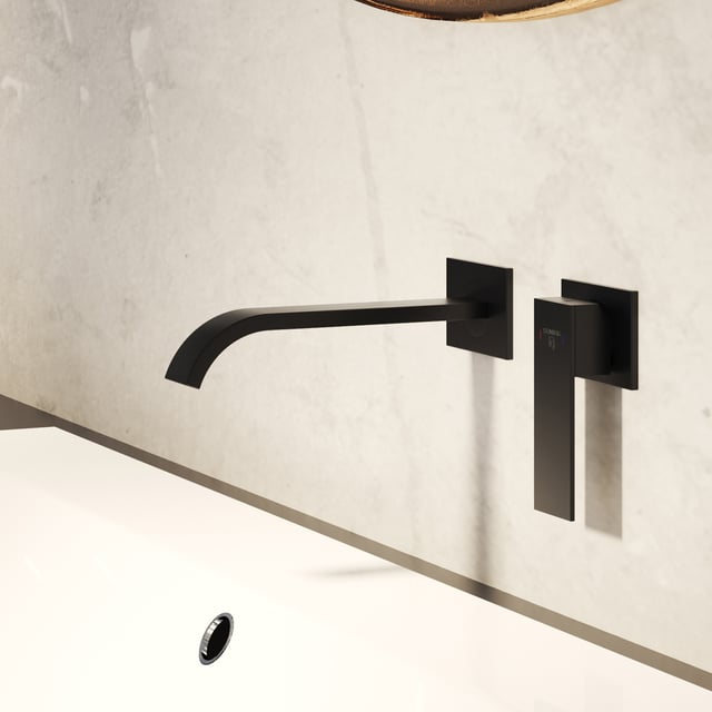 Set miscelatore lavabo a muro e bidet nero opaco – Oasis