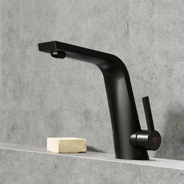 Steinberg Series 260 single lever basin fitting with pop-up waste set, matt black