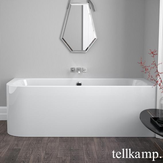 Tellkamp Thela corner whirlbath with panelling matt white, panel white gloss, with water inlet