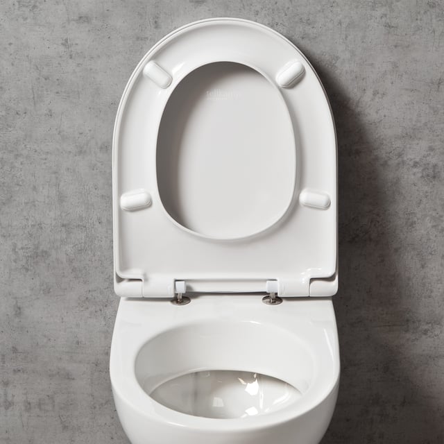Abattant WC Avec Frein De Chute (soft Close) - Forme O, Blanc - Dimensions 44,6 X 37,2 Cm - En Urée Formaldéhyde Robuste - Support Jusqu'à 150 Kg - Poignée De Levage - 5
