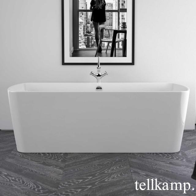 Tellkamp Komod freestanding rectangular whirlbath white gloss, panel white gloss, with water inlet