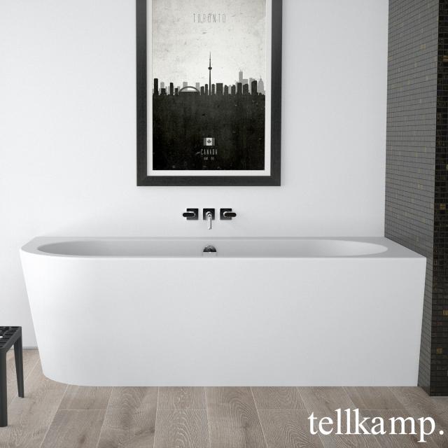 Tellkamp Pio corner whirlbath with panelling matt white, panel matt white, with water inlet