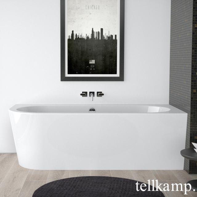Tellkamp Pio Eck-Badewanne mit Verkleidung weiß glanz, Schürze weiß glanz, mit Wanneneinlauf
