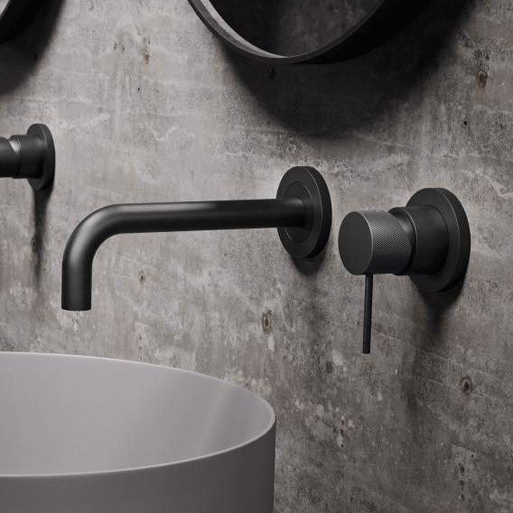Teorema LAB wall-mounted basin fitting, with elegant diamond texture, projection: 190 mm, for concealed installation unit matt black