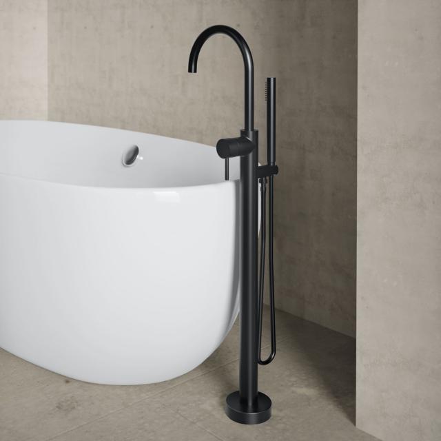 Teorema LAB freestanding bath fitting, with elegant diamond texture, for concealed installation unit matt black
