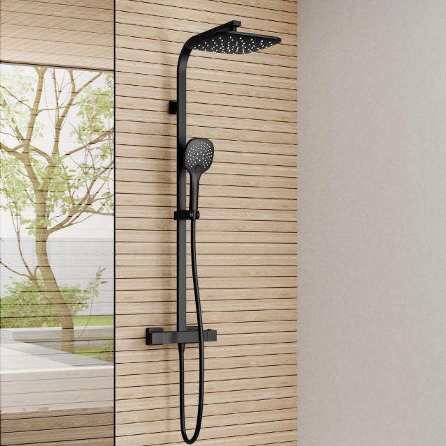 Teorema Tetra shower system with shower thermostat matt black