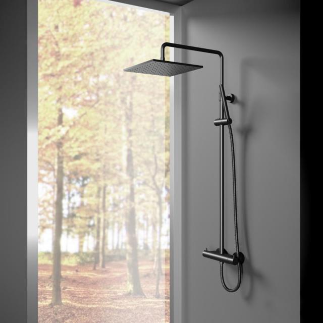 treos Series 195 thermostatic shower system with overhead shower, wall-mounted