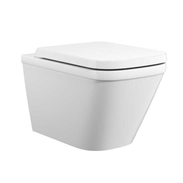 Treos Series 800 wall-mounted, washdown toilet, rimless, with toilet seat, softcube