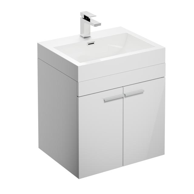 treos Series 900 washbasin with vanity unit with 2 doors white, with 1 tap holes