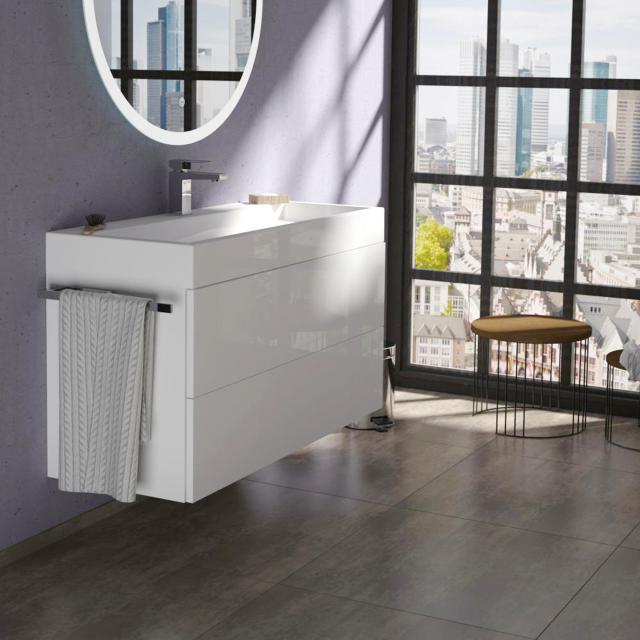 treos series 910 washbasin with vanity unit with 2 pull-out compartments with tap hole