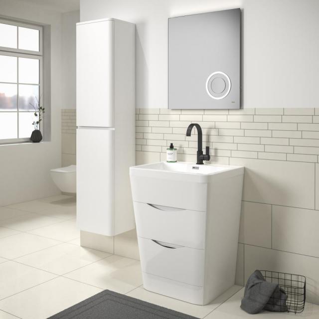 treos Series 920 washbasin with vanity unit with 2 pull-out compartments front white / corpus white, with 1 tap hole