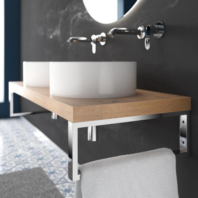 treos series 950 console for 2 countertop/drop-in washbasins oak