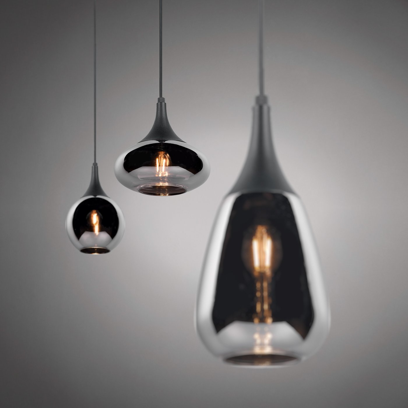 3 Source Light TRIO Leuchten Lumina Suspension à 3 sources lumineuses chrome/fumé ...