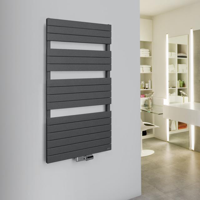 Vasco Aster towel radiator for hot water or mixed operation anthracite january, 652 Watt, single tubes, with central connection