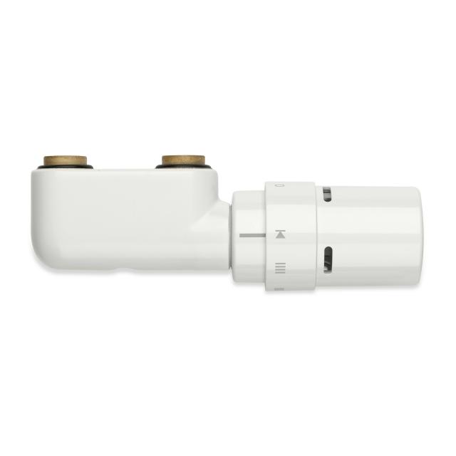 Vasco design valve set incl. thermostat control angled shape, white