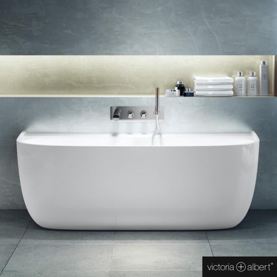 Victoria + Albert Eldon back-to-wall bath with panelling white gloss/interior white gloss, without overflow