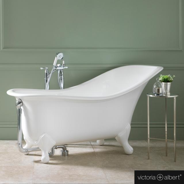 Victoria + Albert Drayton freestanding bath white gloss/interior white gloss, with white QUARRYCAST®  feet