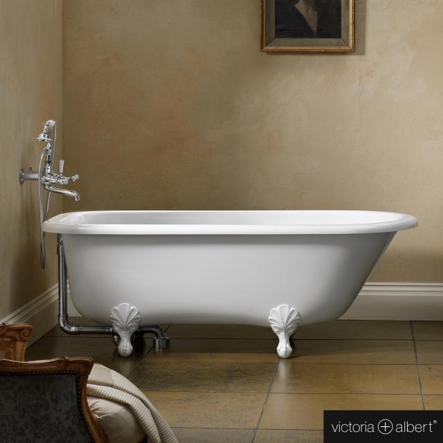 Victoria + Albert Hampshire freestanding oval bath white gloss/interior white gloss, with white metal feet