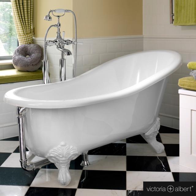 Victoria + Albert Shropshire freestanding oval bath white gloss/interior white gloss, with white metal feet