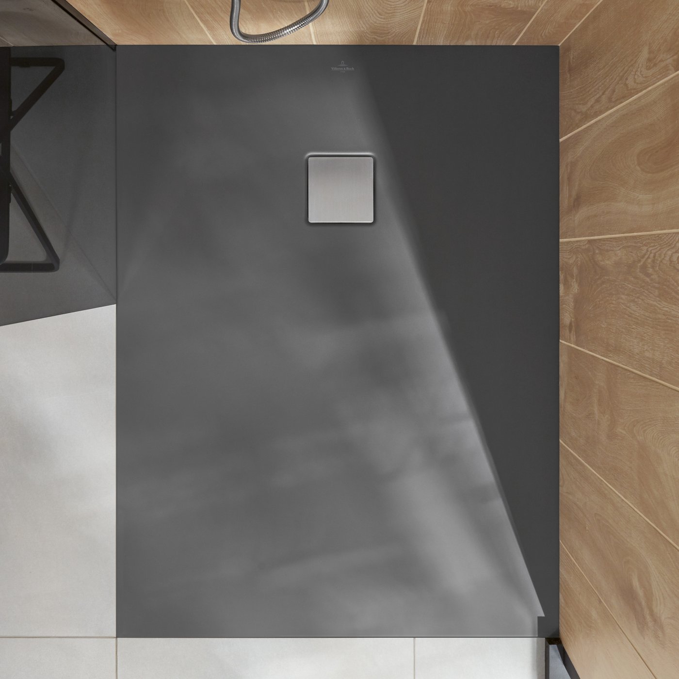 Receveur De Douche Gris 90 X 90 Cm Haute Densité Pierre Naturelle Grille Carree Centree 84340085