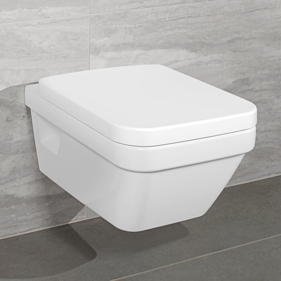 thee Normaal gesproken spoelen Villeroy & Boch Architectura combi pack wall-mounted washdown toilet, open  flush rim, toilet seat white, with CeramicPlus - 5685HRR1 | REUTER