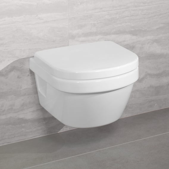 De layout handleiding rekenmachine Villeroy & Boch Architectura XL wall-mounted washdown toilet, open flush  rim, DirectFlush white, with CeramicPlus and AntiBac - 4688R0T2 | REUTER